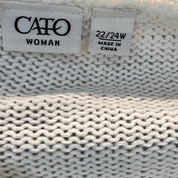 Cato Woman White Jeweled Rhinestone Fairisle Knit Sweater Plus Size 22/24W - Picture 8 of 9